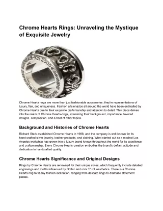 Chrome Hearts Rings_ Unraveling the Mystique of Exquisite Jewelry