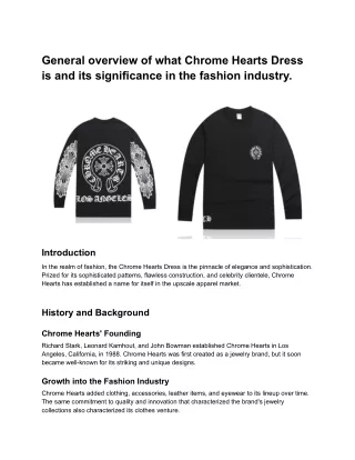 General overview of what Chrome Hearts Dress is and its significance in the fashion industry