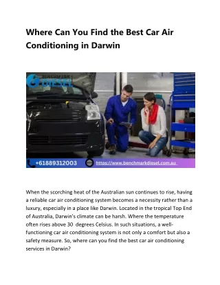 Where Can You Find the Best Car Air Conditioning in Darwin