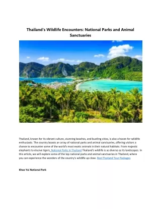 Thailands Wildlife Encounters National Parks and Animal Sanctuaries