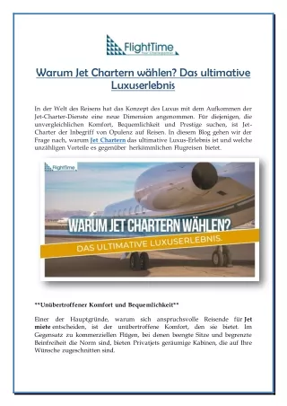 Warum Jet Chartern wählen Das ultimative Luxuserlebnis