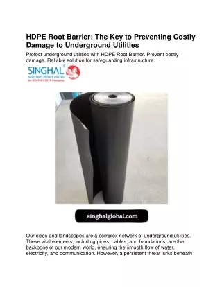 HDPE Root Barrier-The Key to Preventing Costly Damage to Underground Utilities