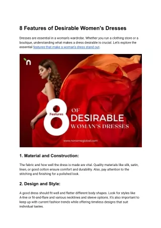 8 Features of Desirable Women's Dresses