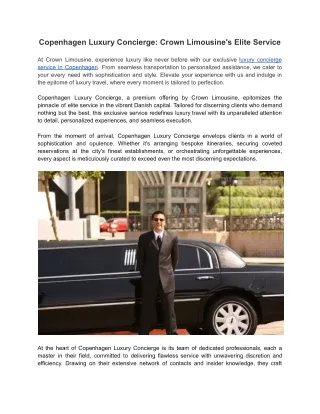 Copenhagen Luxury Concierge_ Crown Limousine's Elite Service