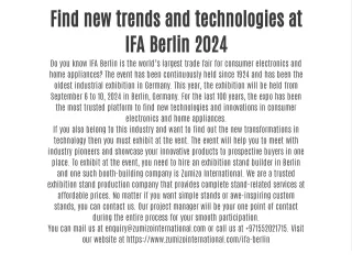 Find new trends and technologies at IFA Berlin 2024