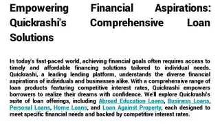 Empowering Financial Aspirations_ Quickrashi's Comprehensive Loan Solutions