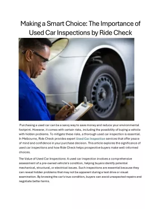 Making a Smart Choice The Importance of Used Car Inspections