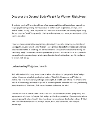 What Is The Ideal Body Weight For Women? Know Here!