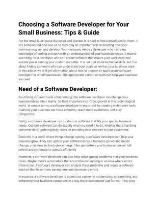 Choosing a Software Developer for Your Small Business_ Tips & Guide