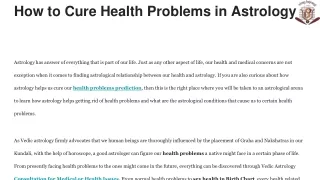 How to Cure Health Problems in Astrology