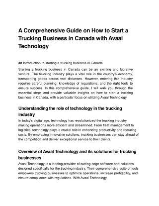 How-to-Start-a-Trucking-Business-in-Canada-with-Avaal-Technology