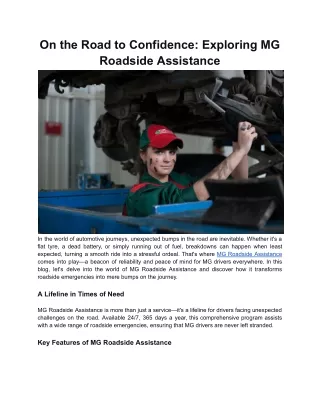 On the Road to Confidence: Exploring MG Roadside Assistance