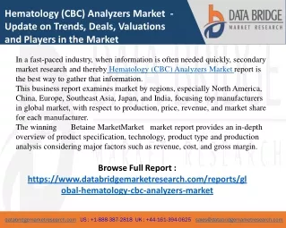 Hematology (CBC) Analyzers Market