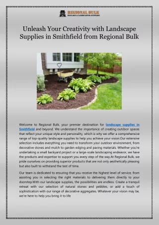 Unleash Your Creativity with Landscape Supplies in Smithfield from Regional Bulk