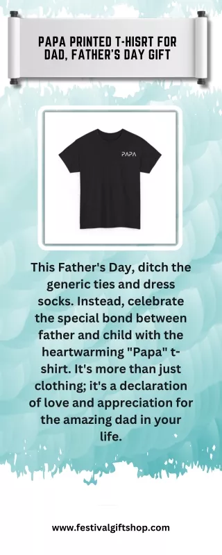 Papa Printed T-hisrt for Dad, Father's Day Gift