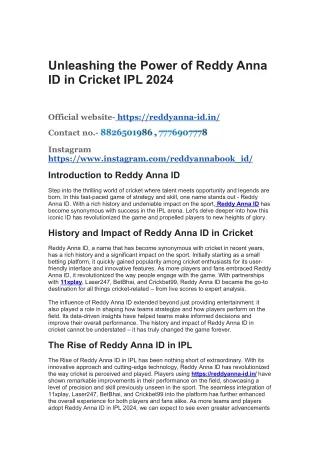 The Rise of Reddy Anna ID: A Sports Phenomenon in IPL 2024