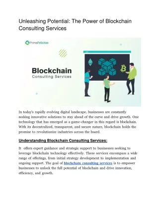 Unleashing Potential_ The Power of Blockchain Consulting Services