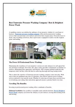 Best Tumwater Pressure Washing Company