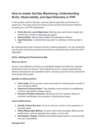 How to master DevOps Monitoring_ Understanding SLOs, Observability, and OpenTelemetry in PHP