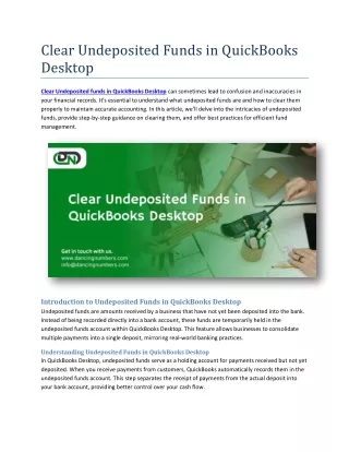 Clear Undeposited Funds in QuickBooks Desktop