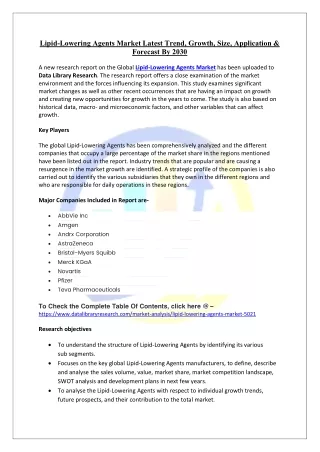 Lipid-Lowering Agents Market