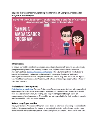 Beyond the Classroom_ Exploring the Benefits of Campus Ambassador Programs at Ineubytes