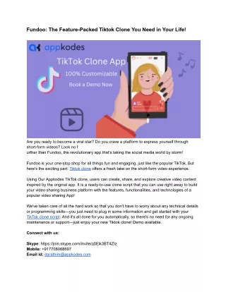 Fundoo_ The Feature-Packed Tiktok Clone You Need in Your Life!