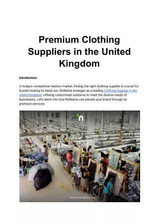 Premium Clothing Suppliers in the United Kingdom