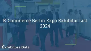 E-Commerce Berlin Expo Exhibitor List 2024