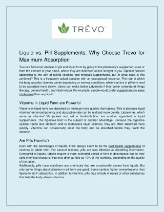 Liquid vs. Pill Supplements_ Why Choose Trevo for Maximum Absorption