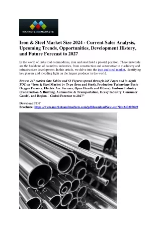 Iron & Steel Market  Recent Trends, In-depth Analysis, Size and Forecast