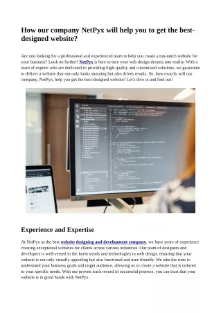 How our company NetPyx will help you to get the best-designed website?