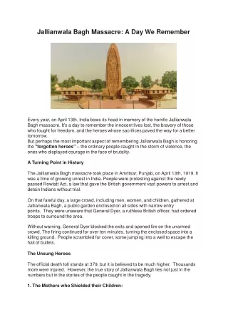 Jallianwala Bagh Massacre A Day We Remember