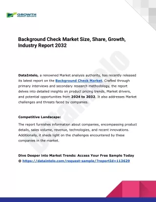 Background Check Market I Global Outlook and Forecast 2032