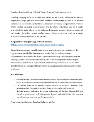 Oncology Imaging Software Market Trends Growth