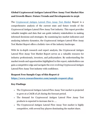 Cryptococcal Antigen Lateral Flow Assay Test Market Growth: 2036