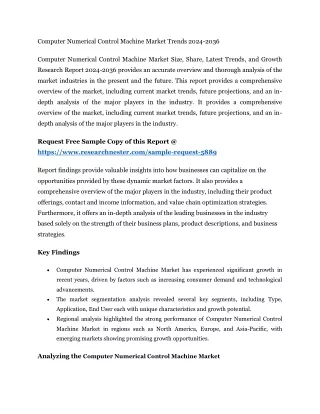 Computer Numerical Control Machine Market