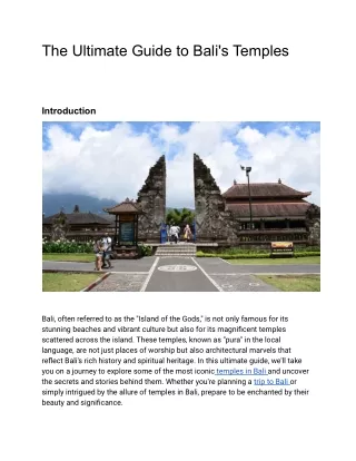 The Ultimate Guide to Bali's Temples