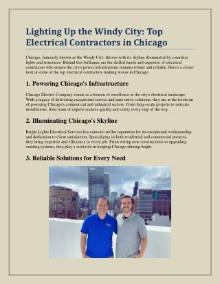 Lighting Up the Windy City: Top Electrical Contractors in Chicago