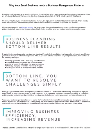 Why Your Small Business needs a Business Management Platform