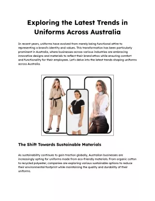 Exploring the Latest Trends in Uniforms Across Australia