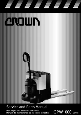 Crown GPW1000 Pallet Truck Service Repair Manual