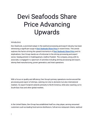 Get The Best Devi Seafoods Share Price Only At Planify