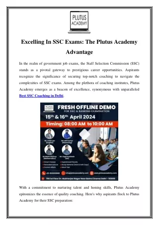 Excel with Confidence: Plutus Academy - Premier SSC Coaching in Delhi