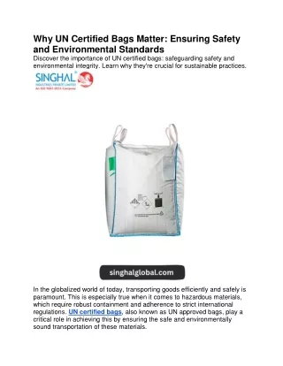 Why UN Certified Bags Matter-Ensuring Safety and Environmental Standards