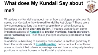 What does My Kundali Say about me