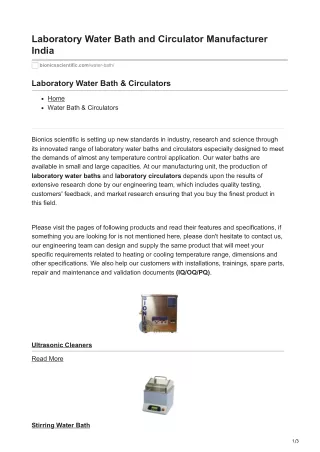 Laboratory Water Bath and Circulator Manufacturer India