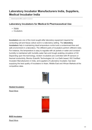 Laboratory Incubator Manufacturers India Suppliers Medical Incubator India