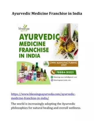 Ayurvedic Medicine Franchise in India