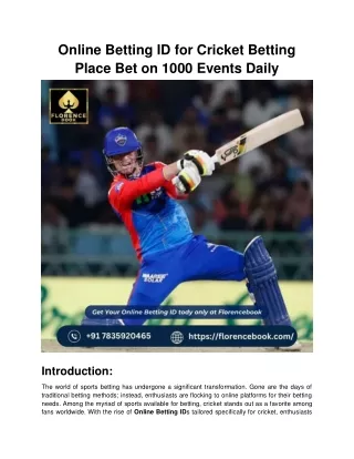 Online Betting ID for Cricket Betting – Place Bet on 1000 Events Daily